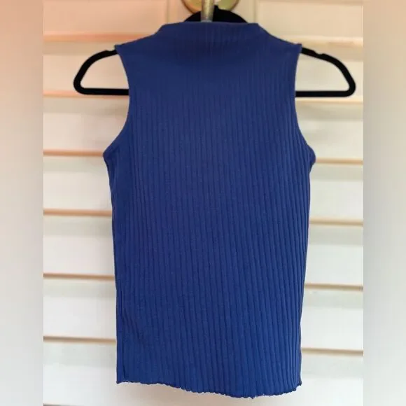 Zara Trafaluc blue ribbed sleeveless top, size Small - Picture 5 of 7